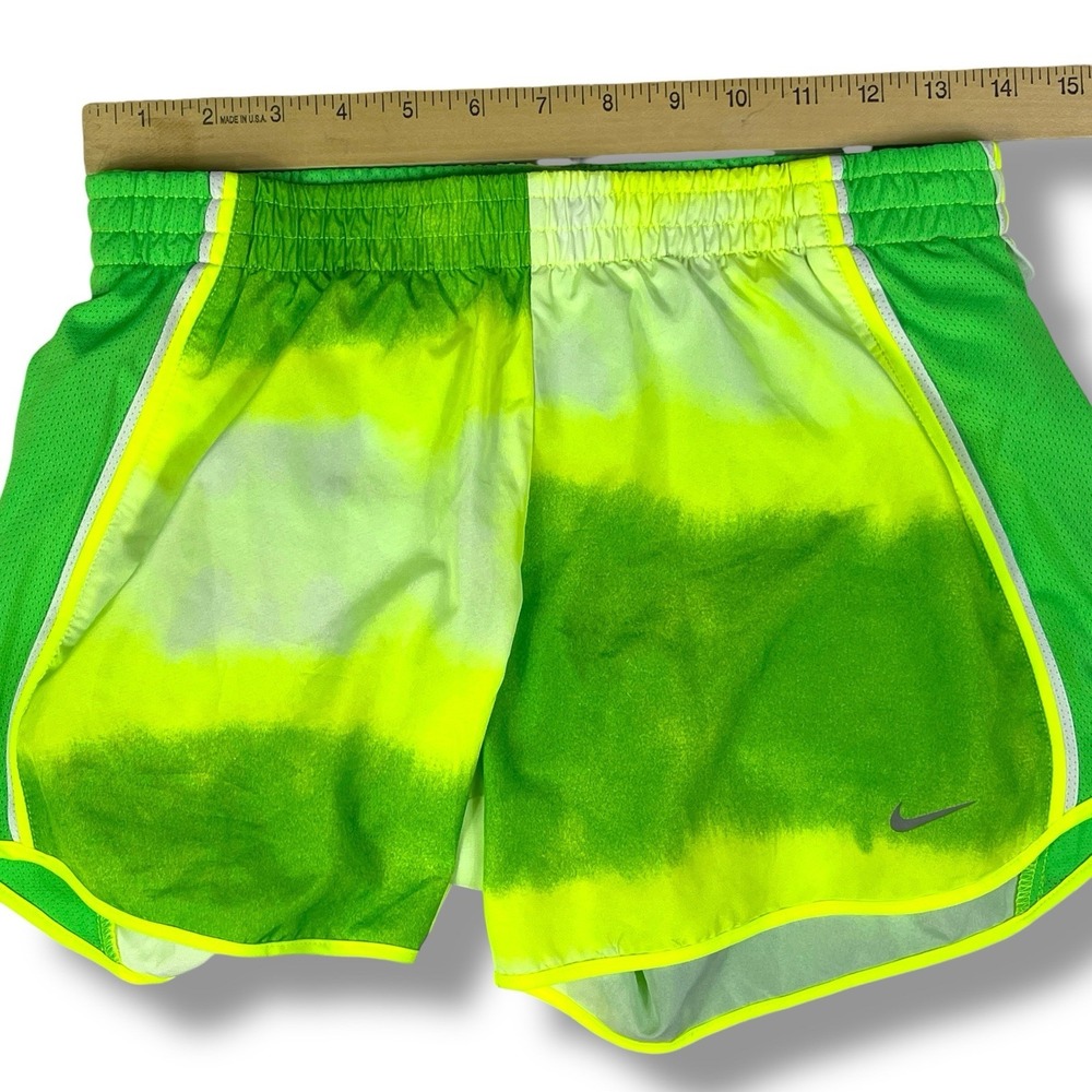 Nike Dri Fit Women's Small Volt neon Ombre Green Tempo Running Shorts mesh lined - Picture 9 of 14